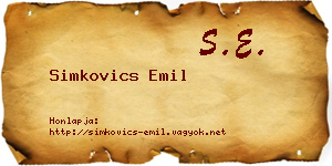 Simkovics Emil névjegykártya