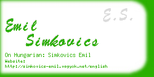 emil simkovics business card